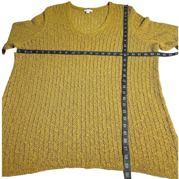 J.Jill Open Stitch V-Neck Tunic Sweater in Gilded Coin Size 2X - Picture 7 of 8